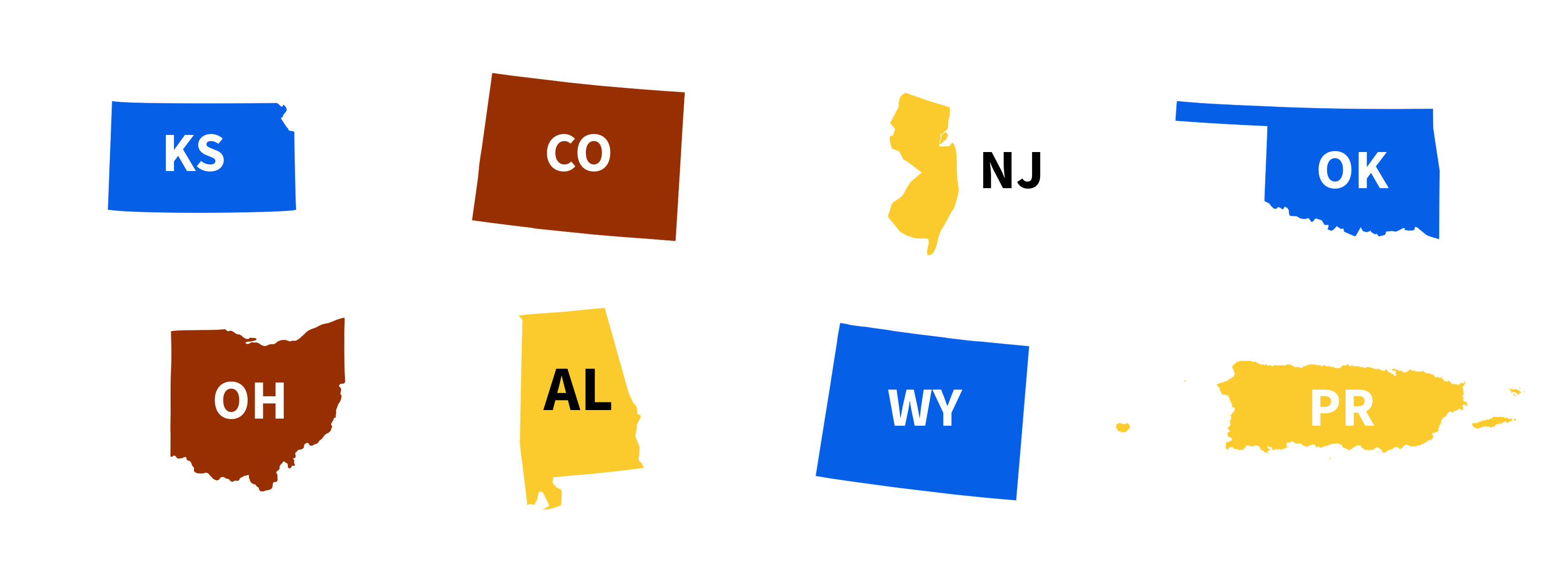 States and Territories represented by Cohort 1: Kansas, Colorado, New Jersey, Oklahoma, Ohio, Alabama, Wyoming, and Puerto Rico